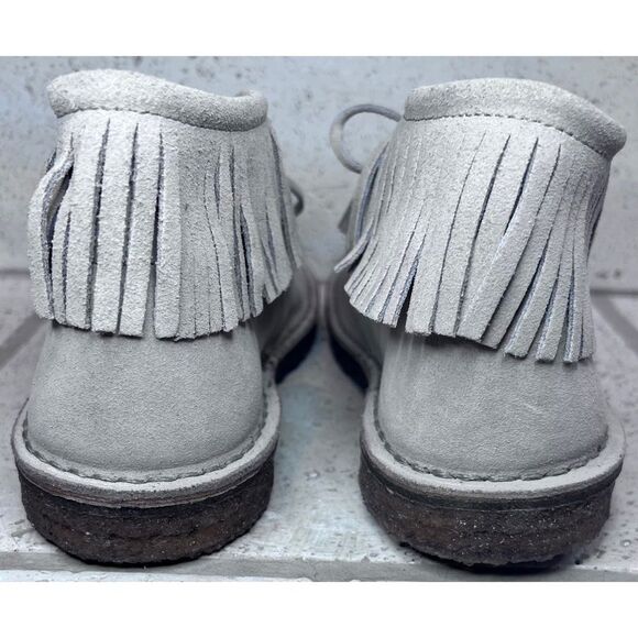 J Crew Fringed Macalister Suede Boot Tassel Laces Grey Tan Size 9 NWOB - Picture 6 of 13